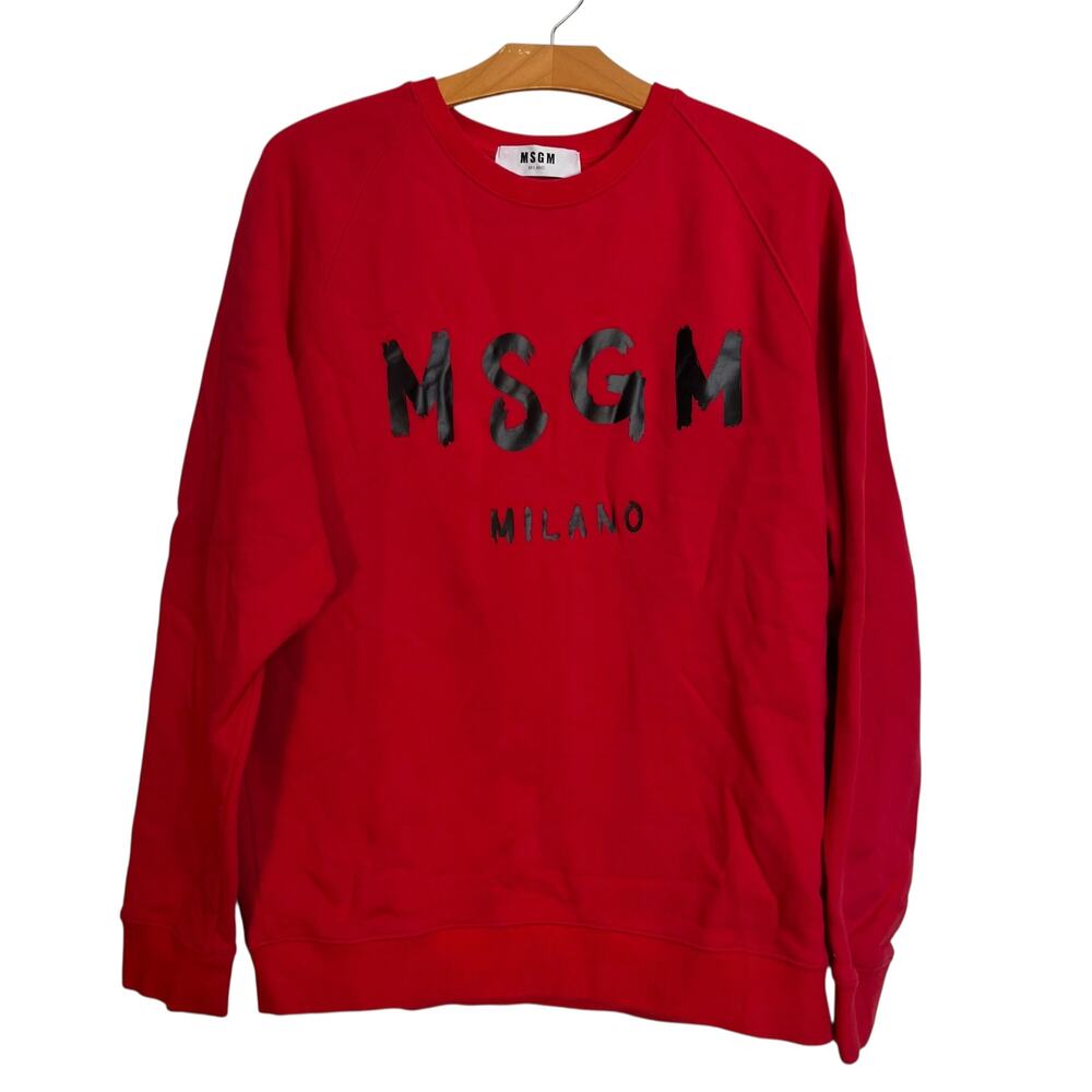 MSGM Milano Red Graphic Print Crewneck Pullover Sweatshirt Streetwear Casual L